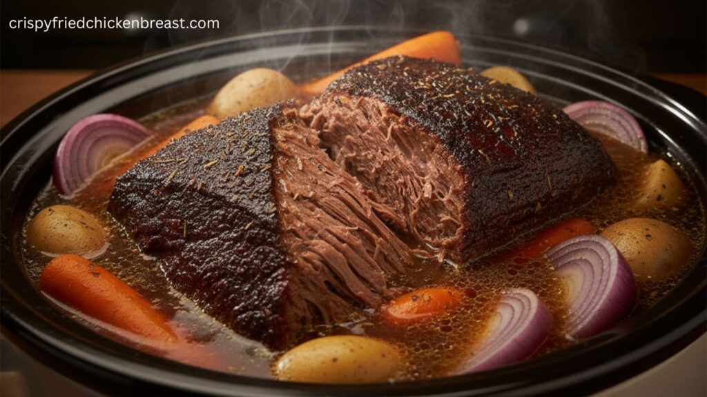 Slow-cooked beef brisket slow cooking