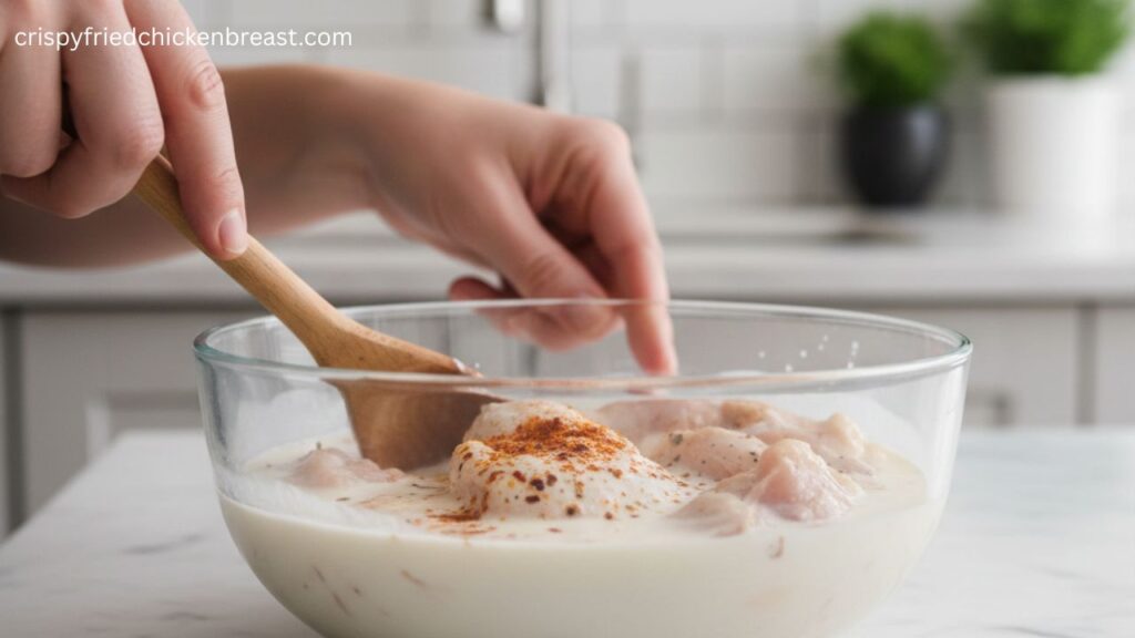 1st step to marinate the Spicy Southern Fried Chicken