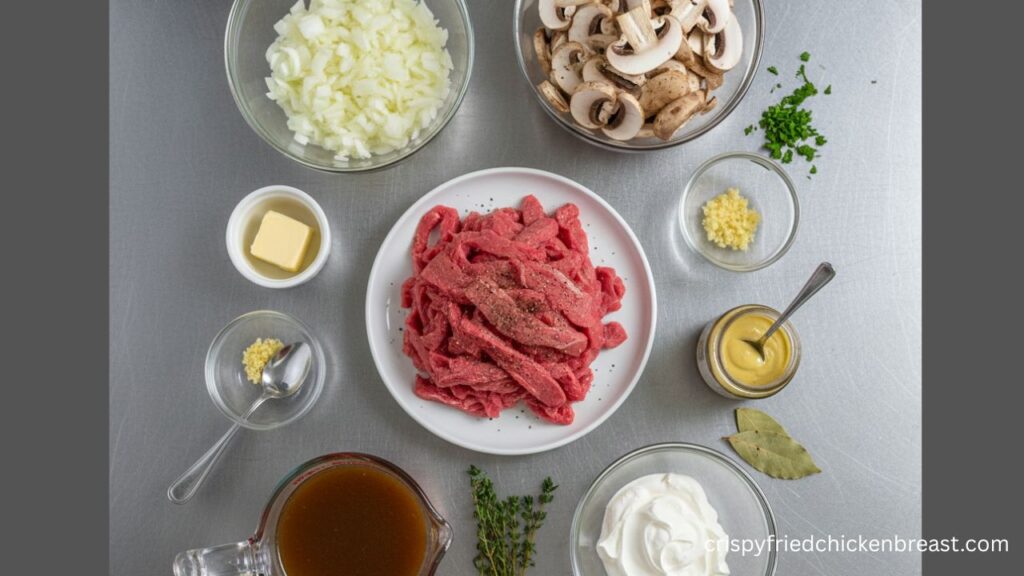 Beef Stroganoff needed ingredients