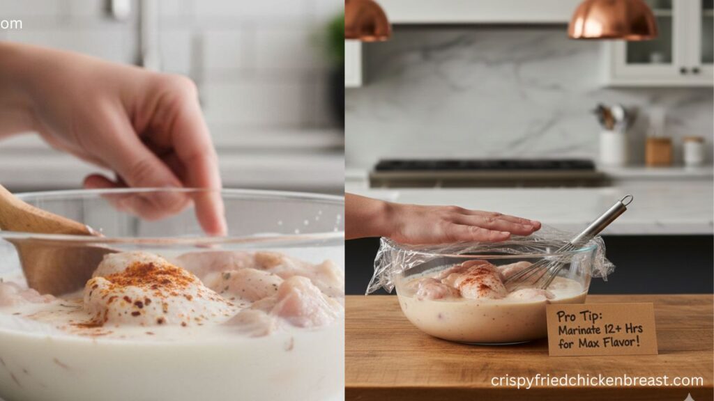 Whisk & Tip the process of Hot & Spicy Fried Chicken