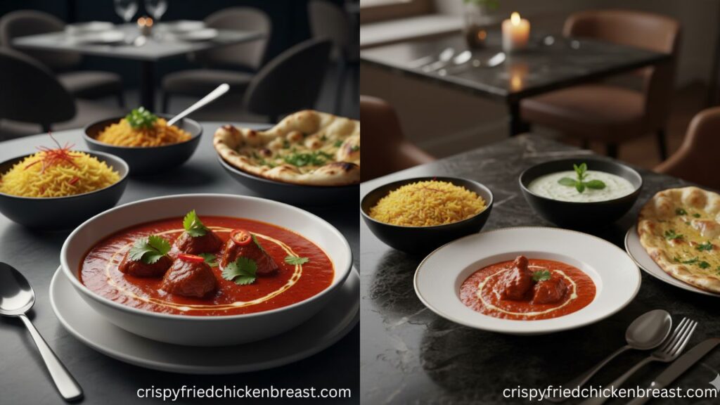 Lamb Rogan Josh final dish out with 2 different style