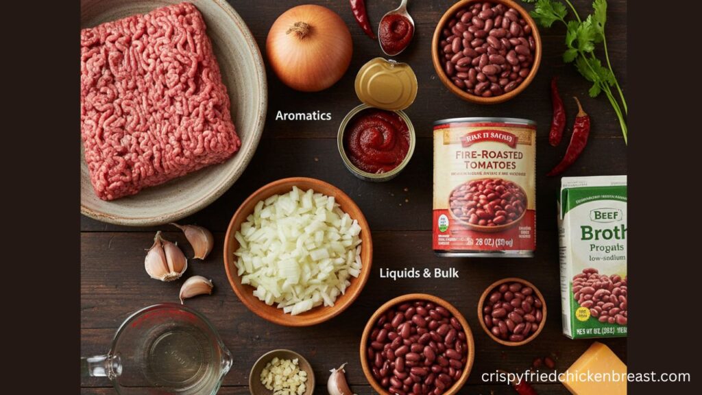 Classic Beef Chili all ingredients witch need