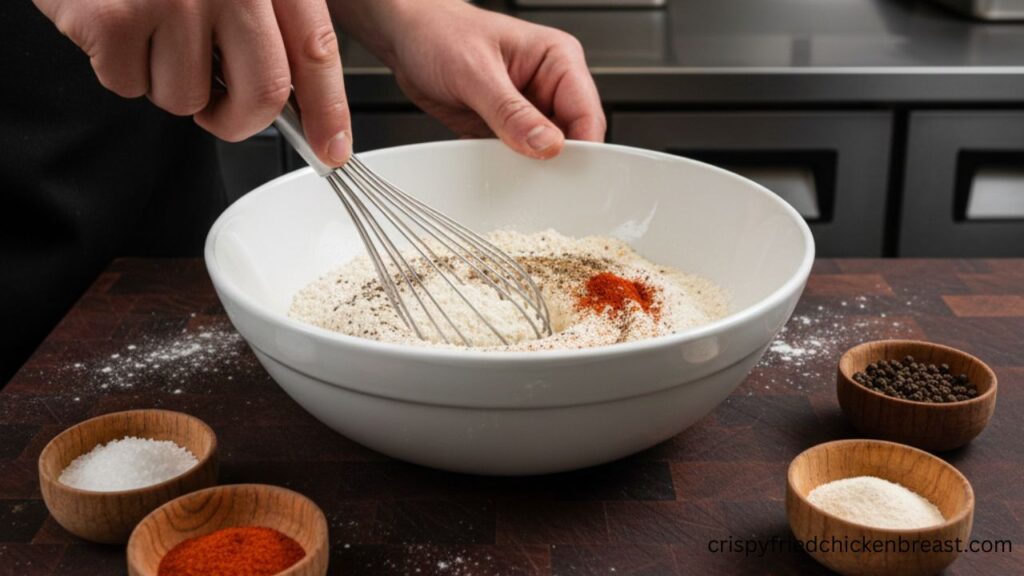 For Crispy Fried Chicken Breast Prepare Breading
