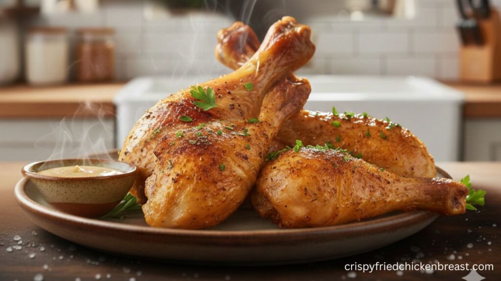 Oven Baked Chicken Legs Title Image