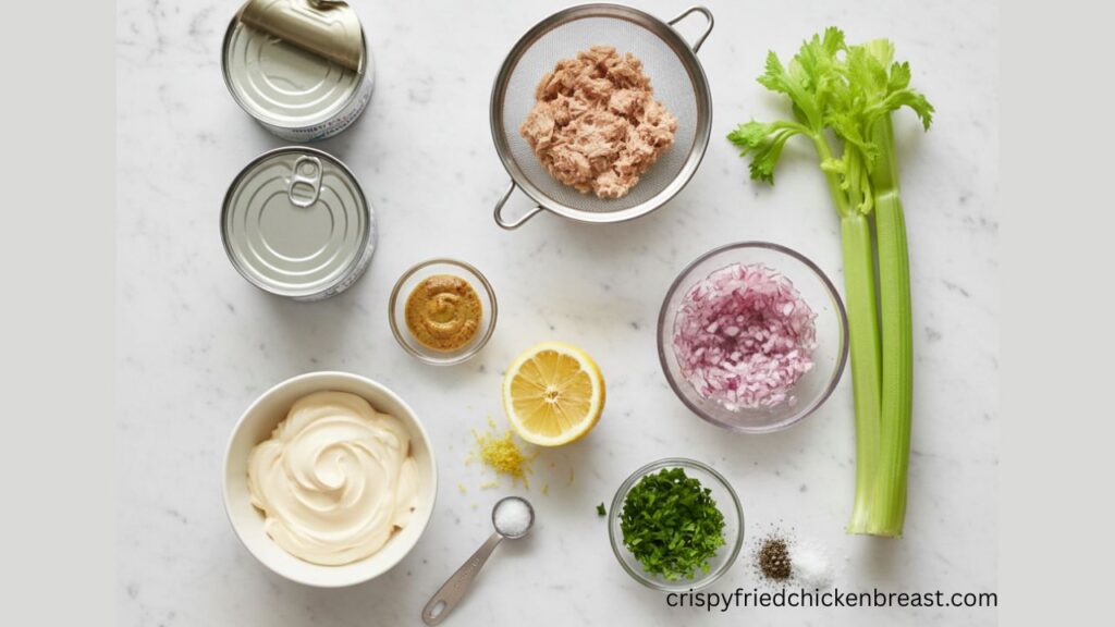 All ingredients needed for Best Tuna Salad