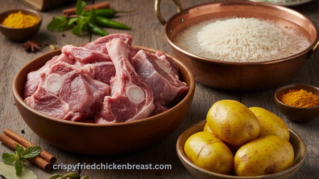 For Authentic Karachi-Style Spicy Mutton or Lamb Biryani Recipe Main Items