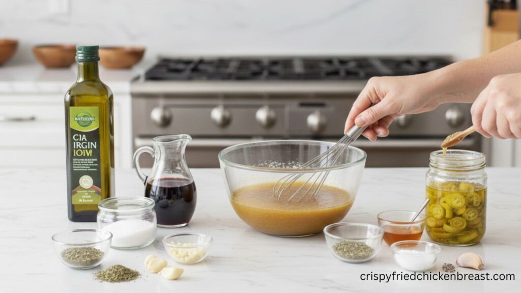 Zesty Homemade  Dressing Ingredients  for Easy Pasta Salad 