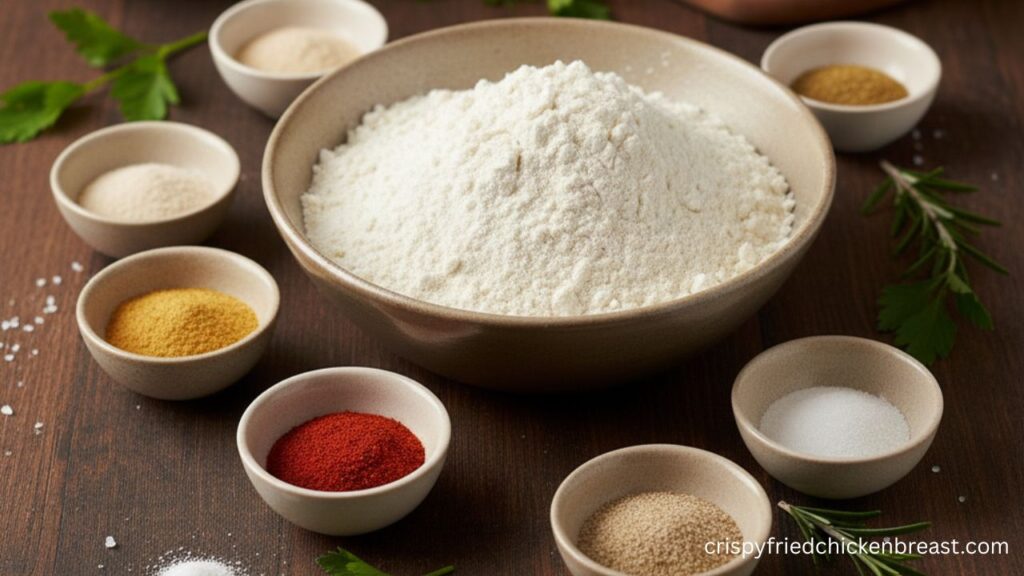 Ingredients for the Flour Dredge of Hot & Spicy Fried Chicken
